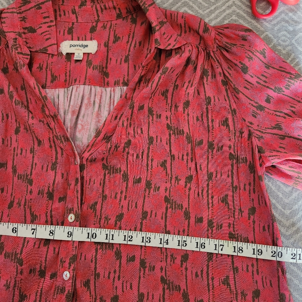 Porridge by Anthropologie Kat Buttondown Blouse Raspberry Pink Size M Women's - Picture 12 of 13